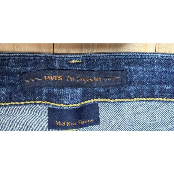 Levis The Original Mid Rise Skinny Jeans Womens 10M Blue Dark Wash Stretch Denim - Picture 3 of 9